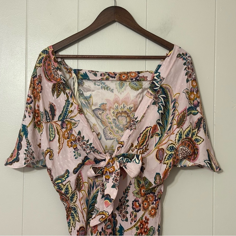 Kachel x Anthropologie Floral Flutter Sleeve Midi Dress Pink Romantic Boho Size - Picture 8 of 16